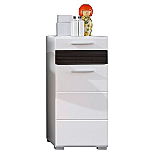 Trendteam Mezzo Bad-Beistellschrank (B x T x H: 37 x 31 x 79 cm, Weiß/Melinga Dark Oak)