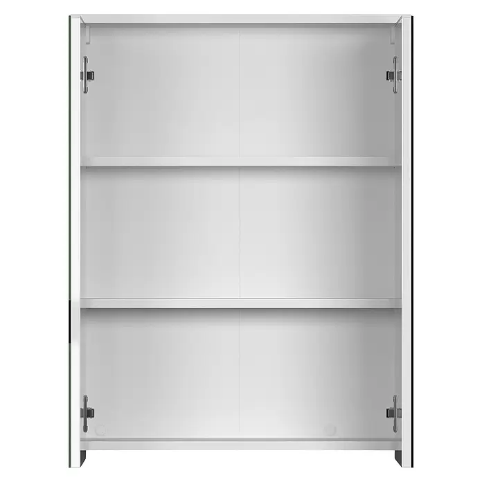 Trendteam Wons Spiegelschrank - B x H: 60 x 78 cm, Ohne Beleuchtung, Holz, Weiß - Weißer Hängeschrank mit zwei offenen Fächern und sichtbaren Scharnieren.