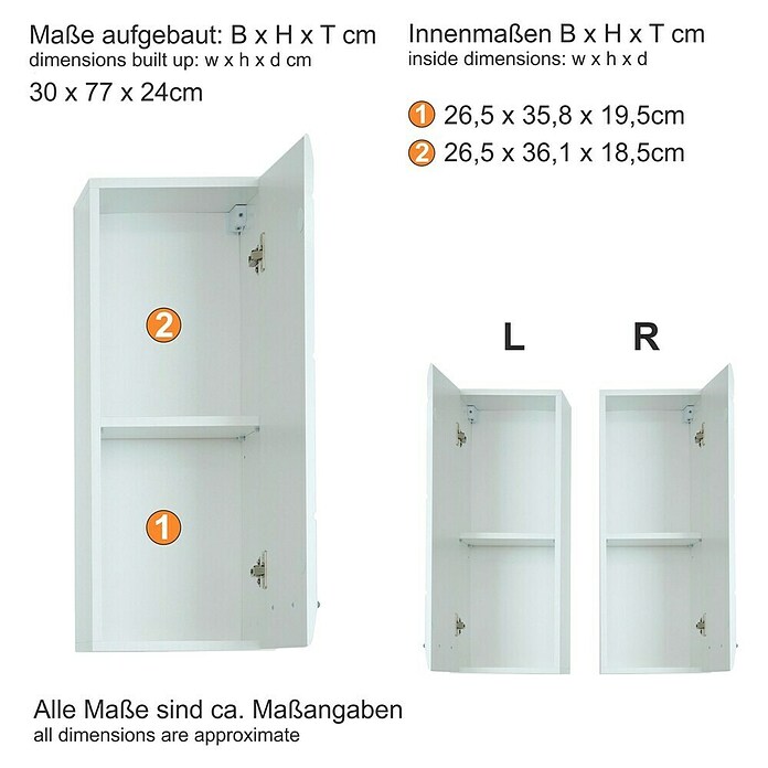 Trendteam Skin Hängeschrank (30 x 23 x 77 cm, Weiß) | BAUHAUS