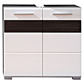 Trendteam Mezzo Waschtischunterschrank (60 x 34 x 56 cm, Weiß/Melinga Dark Oak, Glänzend) | BAUHAUS