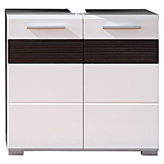 Trendteam Mezzo Waschtischunterschrank (60 x 34 x 56 cm, Weiß/Melinga Dark Oak, Glänzend)