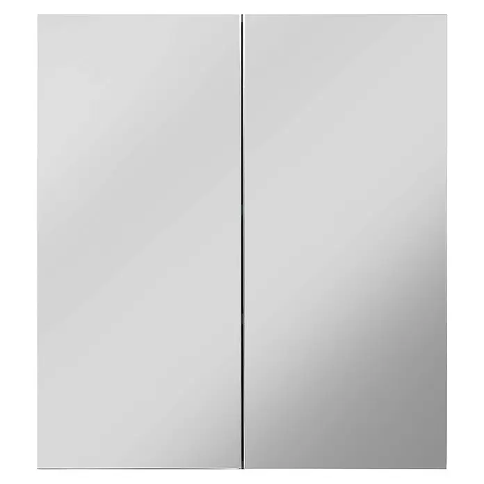 Trendteam Line Spiegelschrank - B x H: 60 x 67 cm, Ohne Beleuchtung, Holz - Zwei rechteckige Spiegelpaneele mit subtiler reflektierender Oberfläche, nebeneinander platziert.