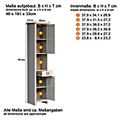 Trendteam Landside Hochschrank (46 x 33 x 191 cm, Lichtgrau/Artisan Eiche) | BAUHAUS