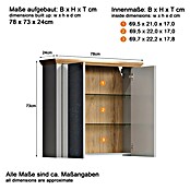 Trendteam Landside Spiegelschrank (B x H: 78 x 73 cm, Ohne Beleuchtung, Holz, Lichtgrau/Artisan Eiche) | BAUHAUS