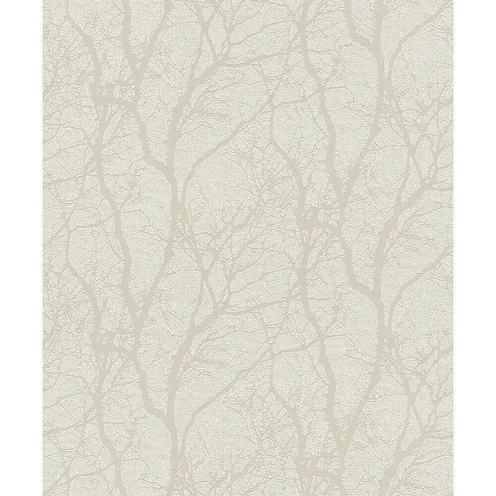 Rasch Tapetenwechsel Vliestapete Äste - Beige/Weiß, Floral, 10,05 x 0,53 m - Beige Tapete mit einem zarten Baumzweigmuster, das eine ruhige und natürliche Atmosphäre schafft. Perfekt für Wohn- oder Schlafräume.