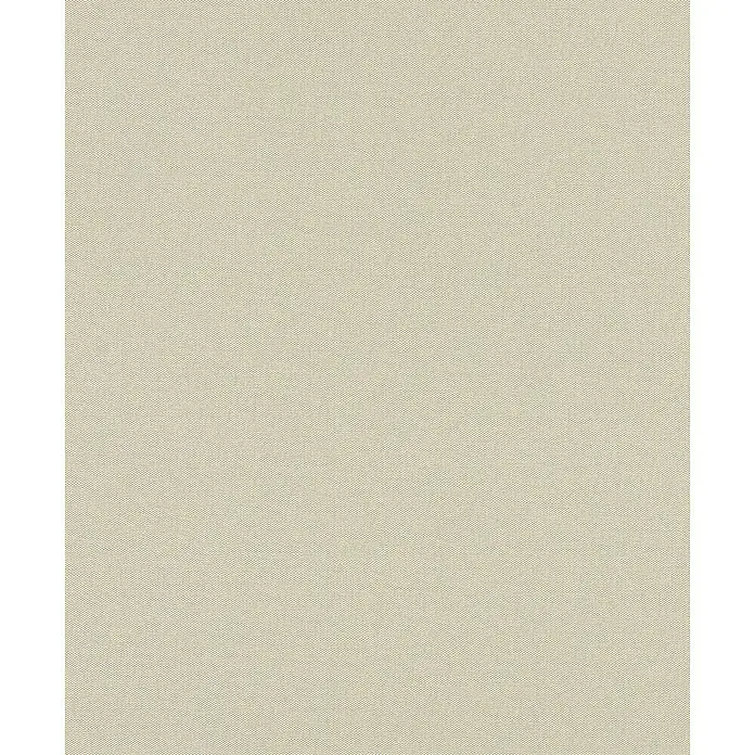 Rasch Tapetenwechsel Vliestapete Classic Style - Braun/Grau, Uni, 10,05 x 0,53 m - Nahaufnahme eines beigen Stoffes mit einer feinen, gleichmäßigen Webstruktur, ideal für Polster- und Dekorationsarbeiten.