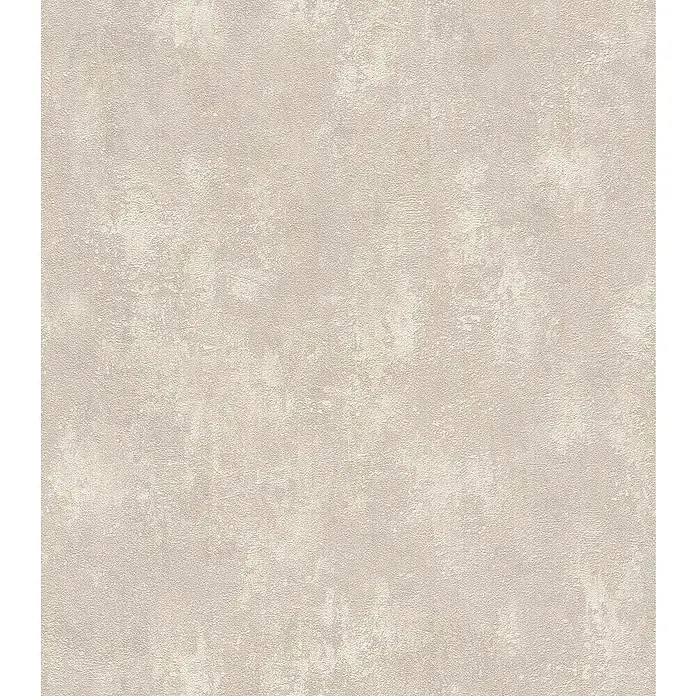 Rasch Vliestapete - Braun, Uni, 10,05 x 0,53 m, Spachtelstruktur - Detailaufnahme einer strukturierten, beigen Wandtapete, die eine subtile, elegante Textur für Innenräume bietet.