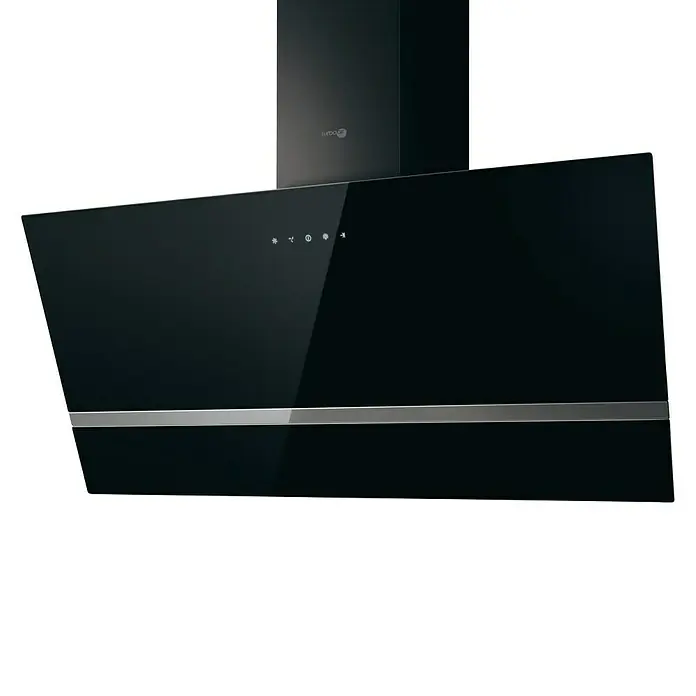 Turboair Campana extractora Kitty - Ancho: 90 cm, 650 m³/h, Negro - Elegante campana extractora negra con diseño moderno y detalles en acero inoxidable, ideal para cualquier cocina.