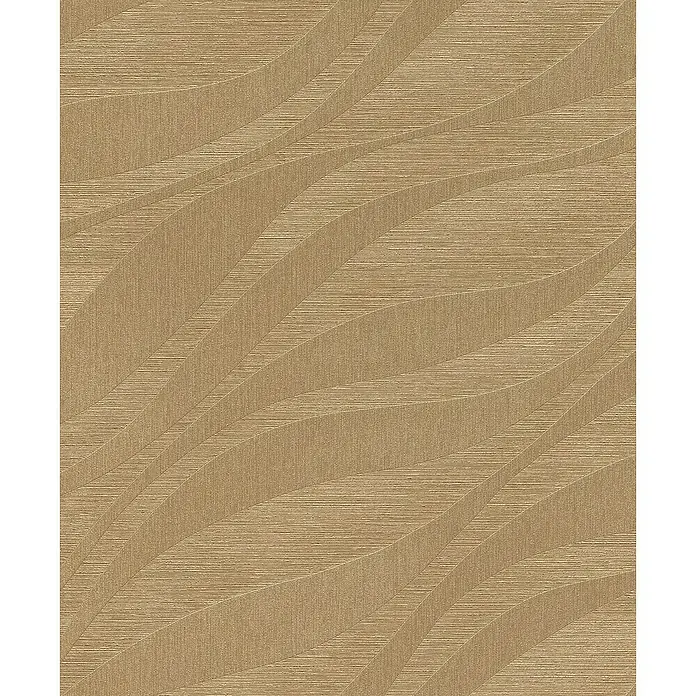 Rasch Sky Lounge Vliestapete Wellen - Gold, Wellen, 10,05 x 0,53 m - Elegante Tapete mit abstraktem Wellenmuster in warmen Brauntönen. Schafft eine stilvolle und moderne Atmosphäre für jeden Raum.