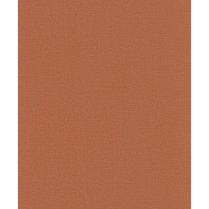 Rasch Wall Textures VI Vliestapete Leinen-Uni - Terra, Uni, 10,05 x 0,53 m - Nahaufnahme eines texturierten, kupferfarbenen Stoffes. Ideal für Hintergründe, Textilien oder Designprojekte. Seine feine Webart macht ihn vielseitig.