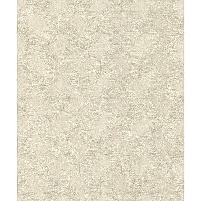 Rasch Sky Lounge Vliestapete Graphik - Champagner, Grafisch, 10,05 x 0,53 m - Strukturiertes, cremefarbenes Tapetenmuster mit einem eleganten, wellenförmigen Design. Die Tapete verleiht jedem Raum eine moderne und stilvolle Note.