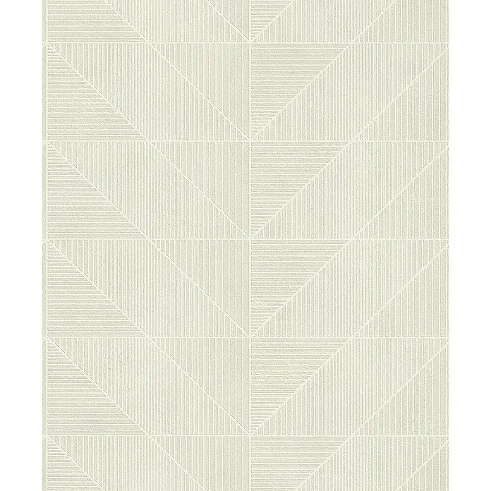 Rasch Welcome home Vliestapete Struktur-Uni - Creme hell, Grafisch, 10,05 x 0,53 m - Elegantes Tapetenmuster in Weiß mit geometrischen Formen und vertikalen Linien für eine moderne Wandgestaltung.