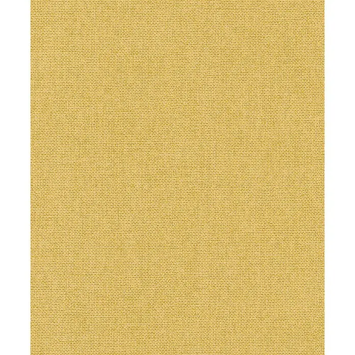 Rasch Color your life Vliestapete Struktur-Uni - Ocker, Uni, 10,05 x 0,53 m - Nahaufnahme eines goldgelben Gewebes mit feiner Textur, ideal für Hintergründe und Designprojekte.