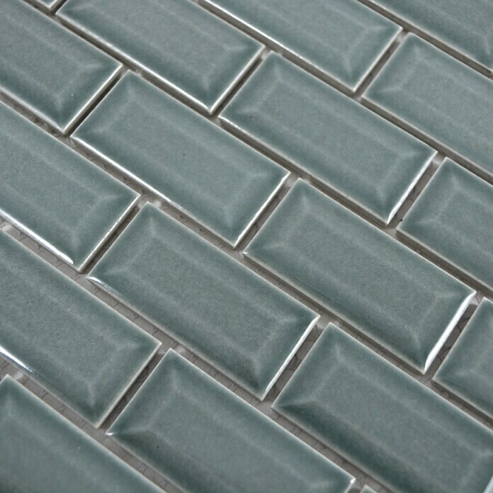 Mosaikfliese Brick Bond Diamond CBP 106 (30 x 30 cm, Petrol, Glänzend)
