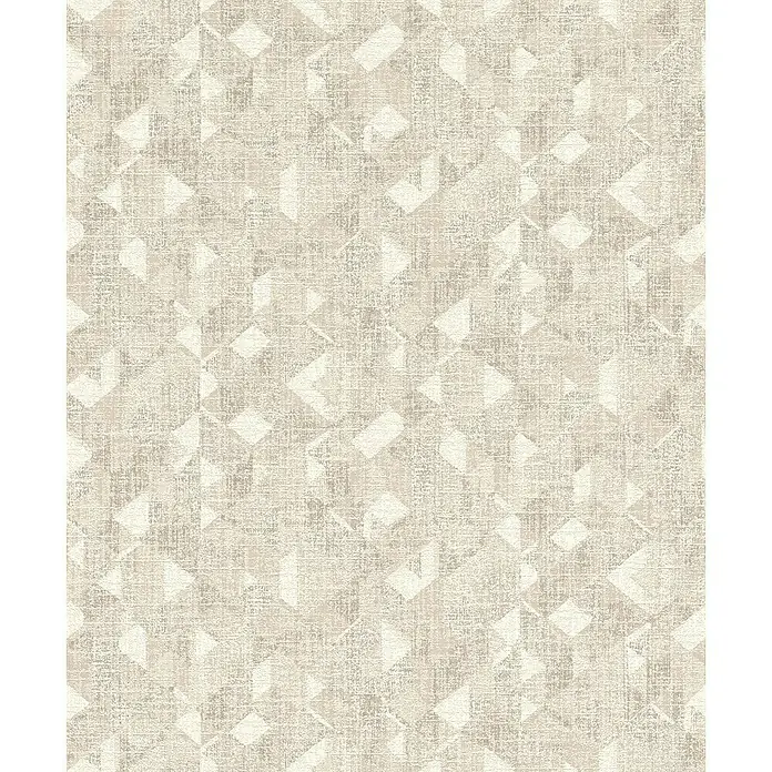 Rasch Welcome home Vliestapete Grafisch - Greige, Grafisch, 10,05 x 0,53 m - Beige geometrische Tapete mit dezentem Stoffmuster. Perfekt für moderne Wohnräume und Büros mit stilvollem Touch.