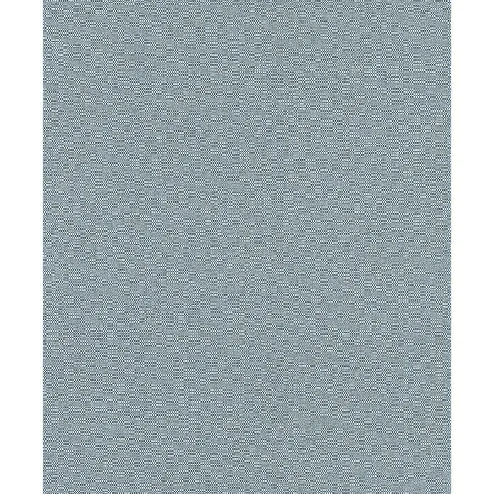 Rasch Color your life Vliestapete Uni-Struktur - Mittelblau, Uni, 10,05 x 0,53 m - Nahaufnahme einer blaugrauen Stofftextur, die eine subtile, gewebte Oberfläche für verschiedene Designanwendungen zeigt.