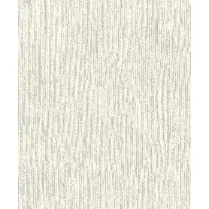 Rasch Welcome home Vliestapete Längsstruktur-Uni - Cremeweiß, Uni, 10,05 x 0,53 m - Nahaufnahme einer strukturierten, cremefarbenen Tapete mit einem feinen, vertikalen Muster für eine elegante Wandgestaltung.