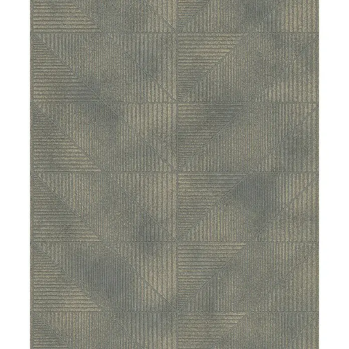 Rasch Welcome home Vliestapete Struktur-Uni - Graublau, Grafisch, 10,05 x 0,53 m - Grau-goldene geometrische Tapete mit einem faszinierenden, strukturierten Muster für eine moderne Wandgestaltung.