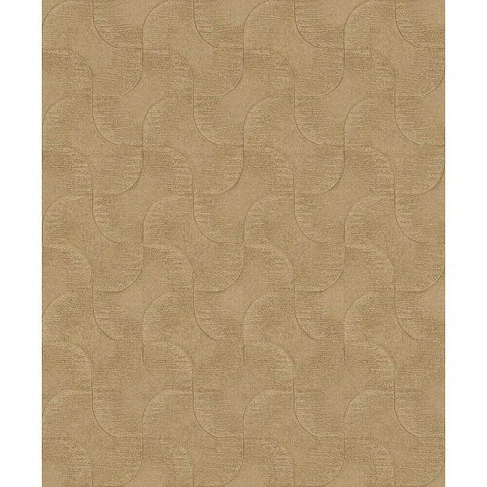Rasch Sky Lounge Vliestapete Graphik - Gold, Grafisch, 10,05 x 0,53 m - Elegante Tapete in sanften Brauntönen mit einem stilvollen, wellenförmigen Muster, das eine warme und einladende Atmosphäre schafft.