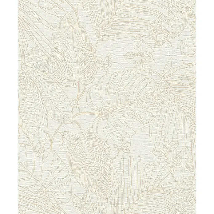Rasch Color your life Vliestapete Blätter - Cremeweiß, Floral, 10,05 x 0,53 m - Beige Tapete mit tropischen Blättern, ideal für eine ruhige und stilvolle Raumgestaltung. Das Muster verleiht jedem Zimmer eine exotische Note.
