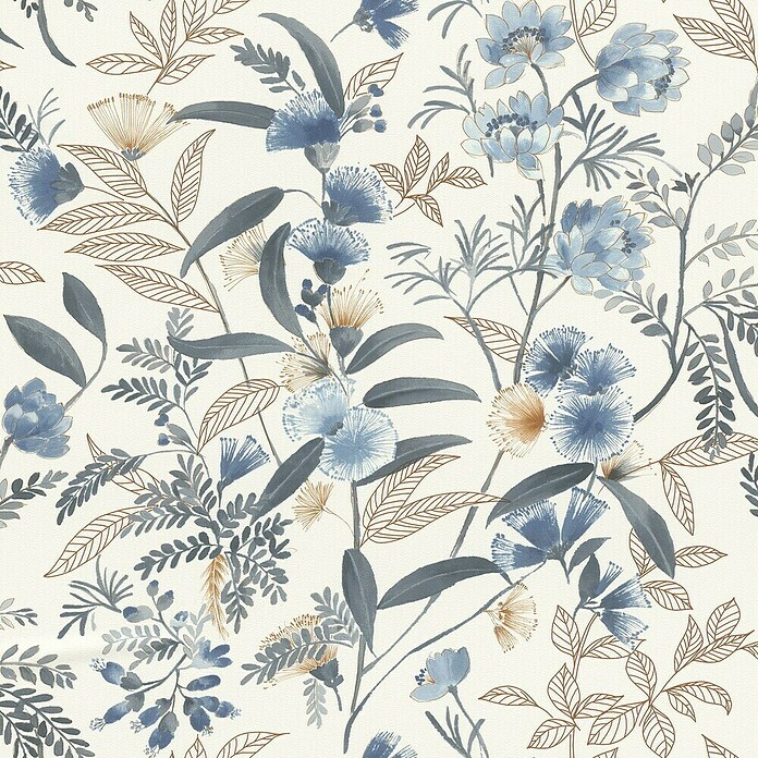 Rasch Symphony Vliestapete Blumen (Hellblau, Floral, 10,05 x 0,53 m) | BAUHAUS