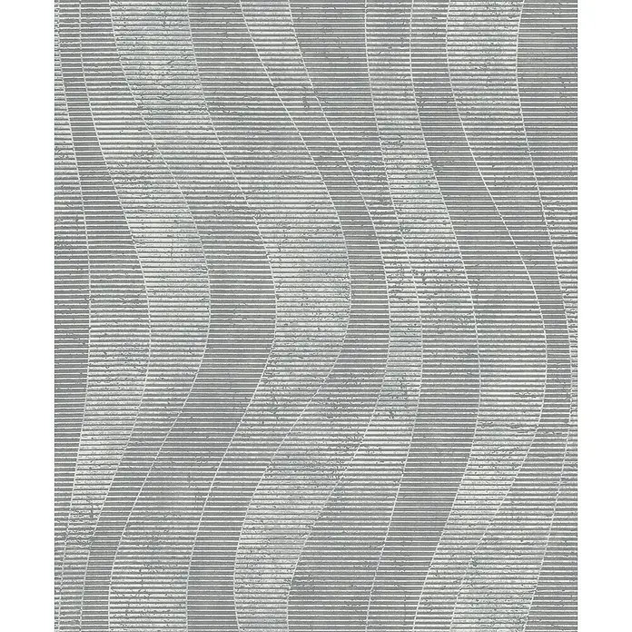 Rasch Color your life Vliestapete Wellen - Hellgrau, Wellen, 10,05 x 0,53 m - Graue Wandfliese mit einem wellenförmigen Linienmuster, das ein modernes und strukturiertes Aussehen verleiht.\n