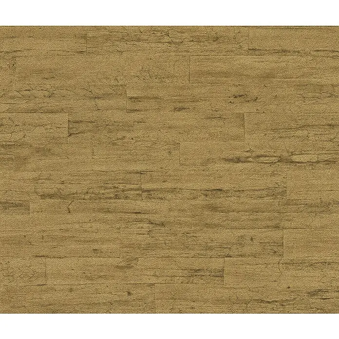 Rasch Curiosity Vliestapete Holzoptik - Gold, Holzoptik, 10,05 x 0,53 m - Nahaufnahme von hellbraunem Vinylbodenbelag in Holzoptik, der eine warme und einladende Atmosphäre vermittelt. Die Textur ist realistisch und ansprechend.