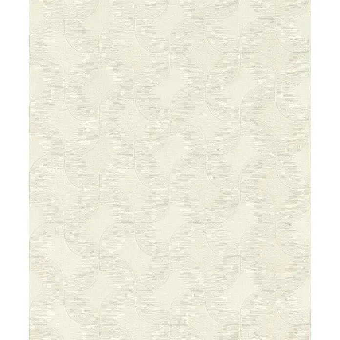 Rasch Sky Lounge Vliestapete Graphik - Perlmutt, Grafisch, 10,05 x 0,53 m - Ein beigefarbenes Tapetenmuster mit einem geschwungenen Design, das eine subtile Textur und ein elegantes Aussehen verleiht.