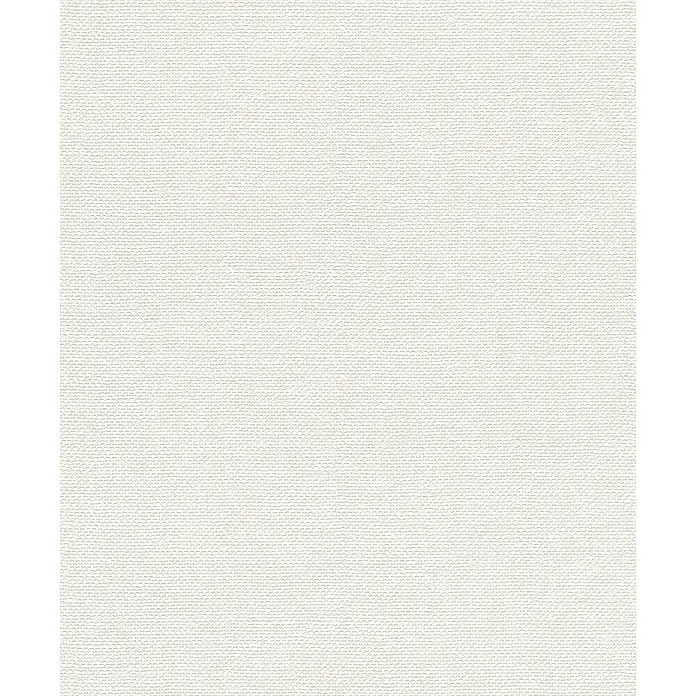 Rasch Color your life Vliestapete Uni-Struktur - Cremeweiß, Uni, 10,05 x 0,53 m - Nahaufnahme einer weißen Leinwandstruktur, ideal für Hintergründe oder zur Darstellung von Textilien und Oberflächenbeschaffenheit.