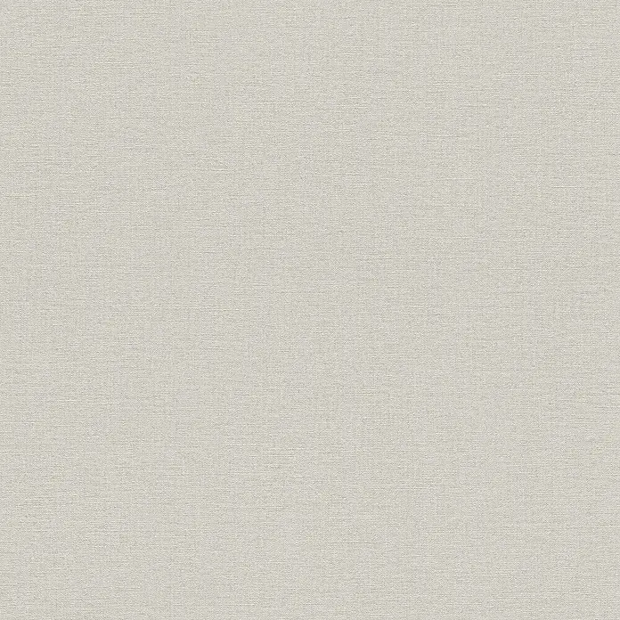 Rasch Country Charme Vliestapete Textil-Uni - Hellgrau, Uni, 10,05 x 0,53 m - Nahaufnahme eines beigen Leinenstoffes, der eine subtile und dennoch taktile Textur für vielseitige Designanwendungen bietet.