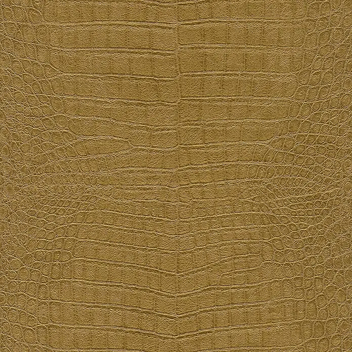 Rasch African Queen III Vliestapete Krokodilleder - Gold, Lederoptik, 10,05 x 0,53 m - Detailaufnahme einer braunen Krokodilledertextur, ideal für Hintergründe oder Designelemente.