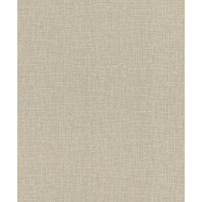 Rasch Welcome home Vliestapete Uni - Greige, Uni, 10,05 x 0,53 m - Beige Stofftextur mit feinen, verschlungenen Fäden, ideal für Hintergründe oder textile Darstellungen.