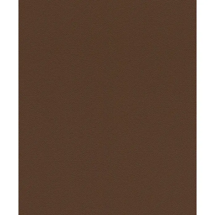 Rasch African Queen III Vliestapete Lederoptik - Dunkelbraun, Uni, 10,05 x 0,53 m - Nahaufnahme eines strukturierten, braunen Lederbezugs, der die feine Textur und die satte Farbe des Materials hervorhebt.