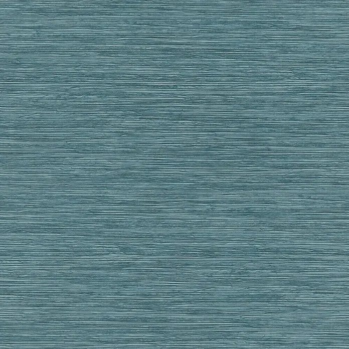 Rasch Symphony Vliestapete Uni - Dunkelblau, Uni, 10,05 x 0,53 m - Detailaufnahme einer blaugrünen Textiltapete mit horizontaler, gewebter Struktur für Wanddekoration und Innenarchitektur.