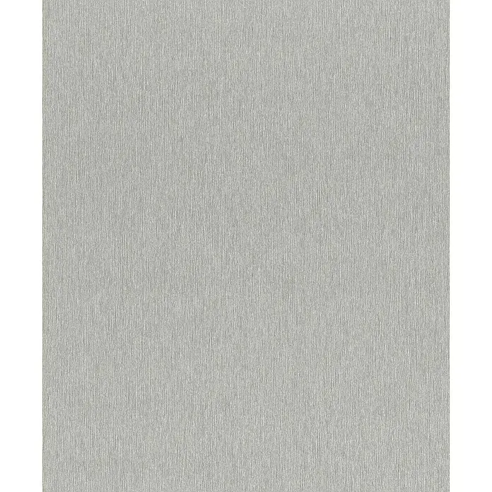 Rasch Sky Lounge Vliestapete Metallic-Uni - Silbergrau, Uni, 10,05 x 0,53 m - Texturiertes, silberfarbenes Tapetenmuster mit feinen, vertikalen Linien, die eine subtile Eleganz für jede Raumgestaltung versprechen.