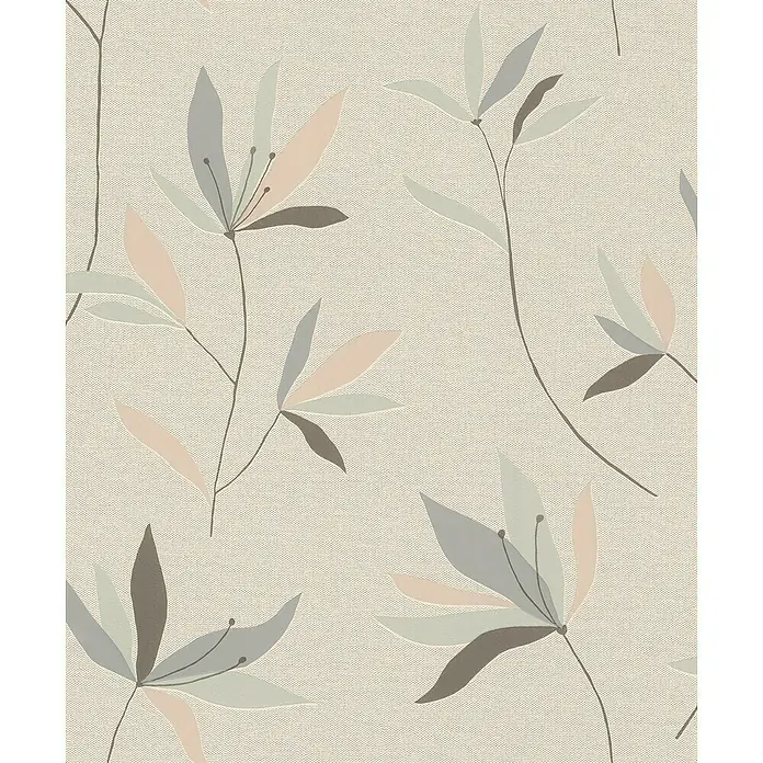 Rasch Color your life Vliestapete Blumen - Greige, Floral, 10,05 x 0,53 m - Elegantes florales Tapetenmuster mit zarten Blüten in Beige, Grau und Rosatönen, das eine ruhige und stilvolle Atmosphäre schafft.