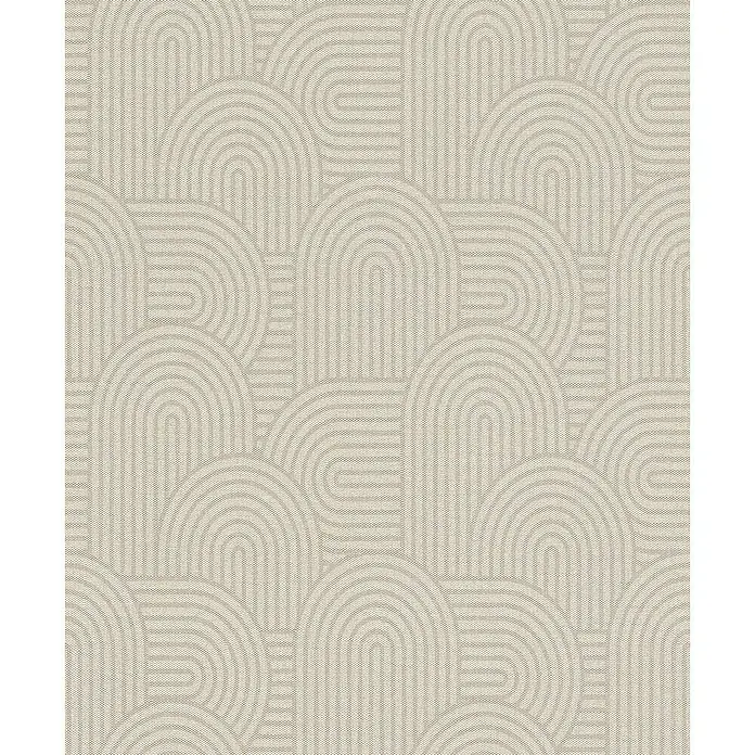 Rasch Color your life Vliestapete Retro - Dunkelbeige, Grafisch, 10,05 x 0,53 m - Beige Tapete mit geometrischen, sich wiederholenden Bögen für ein stilvolles und modernes Ambiente im Raum.