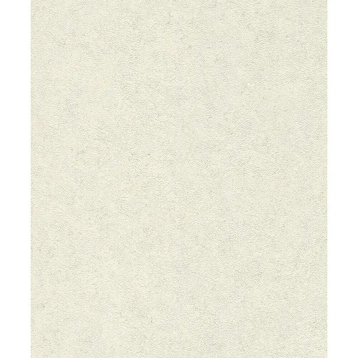 Rasch Welcome home Vliestapete Putzoptik-Uni - Cremeweiß, Uni, 10,05 x 0,53 m - Nahaufnahme einer strukturierten, cremefarbenen Oberfläche, ideal als dezenter Hintergrund oder für Texturen in Designprojekten.