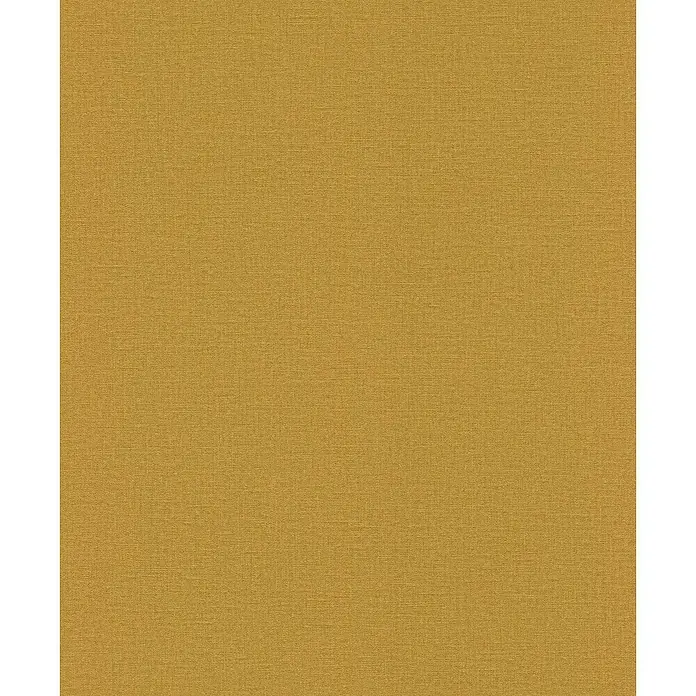 Rasch Wall Textures VI Vliestapete Leinen-Uni - Ocker, Uni, 10,05 x 0,53 m - Texturierter, goldgelber Stoff bietet eine warme und einladende Oberfläche, ideal für Polsterarbeiten und kreative Nähprojekte.