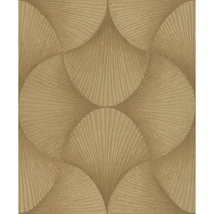 Rasch Sky Lounge Vliestapete Grafik groß - Gold, Grafisch, 10,05 x 0,53 m - Strukturiertes Tapetenmuster in Beige mit halben Kreisen und linearen Details, ideal für eine elegante Wandgestaltung.