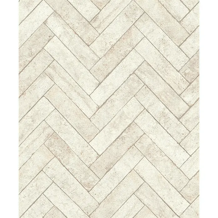 Rasch Factory V Vliestapete Bricks - Kalkstein, Steinoptik, 10,05 x 0,53 m - Beige Ziegelsteine im Fischgrätenmuster, die Wärme und Struktur in jeden Raum bringen.\n
