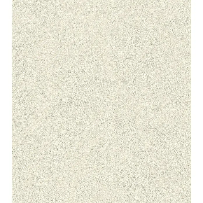 Rasch Wall Textures VI Vliestapete Strukturierter Putz-Uni - Offwhite, Streifen, 10,05 x 0,53 m - Hochauflösendes Bild einer cremefarbenen Rauhfasertapete mit feinen, gekreuzten Strukturen für natürliche Wandgestaltung.
