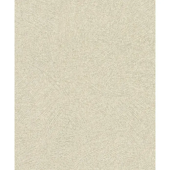 Rasch Wall Textures VI Vliestapete Strukturierter Putz-Uni - Hellbeige, Streifen, 10,05 x 0,53 m - Nahaufnahme einer beigen Tapete mit einer strukturierten Oberfläche und einem subtilen, unregelmäßigen Muster, das eine natürliche Textur erzeugt.