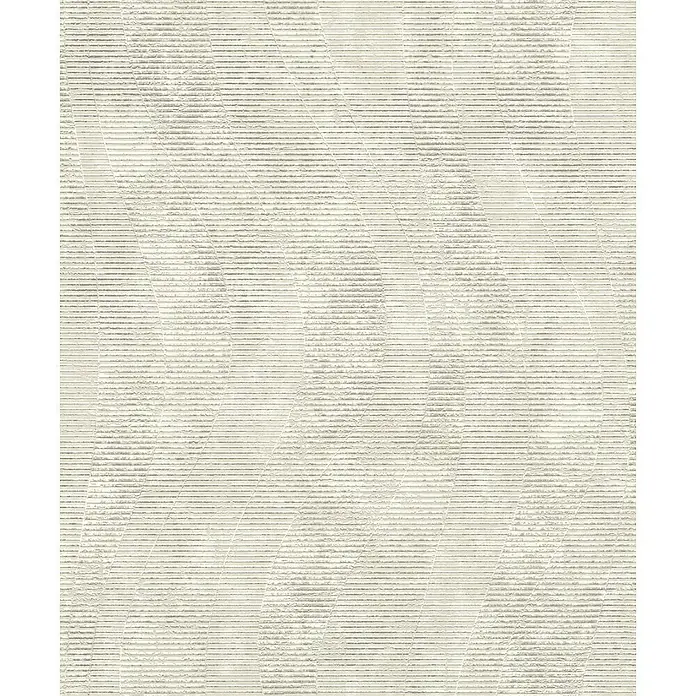 Rasch Color your life Vliestapete Wellen - Cremeweiß, Wellen, 10,05 x 0,53 m - Nahaufnahme einer strukturierten, horizontal gestreiften Oberfläche mit subtilen diagonalen Akzenten.