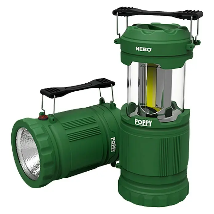 Linterna Poppy - 300 lm - Linterna y farol verde Nebo Poppy. Iluminación versátil para camping y emergencias con un diseño resistente para exteriores.