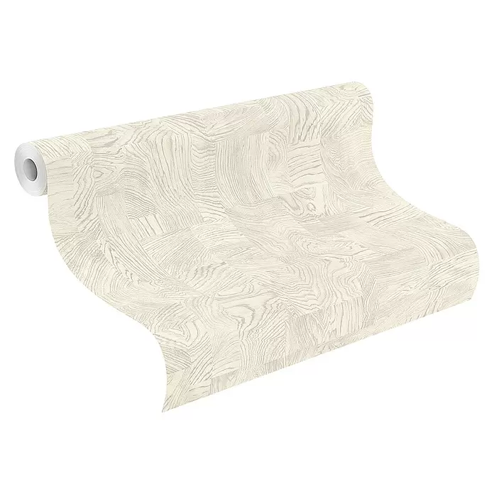 Rasch African Queen III Vliestapete Holz - Cremeweiß, Holzoptik, 10,05 x 0,53 m - Rolle hellbeige Tapete mit Holzmaserung im Parkettmuster.