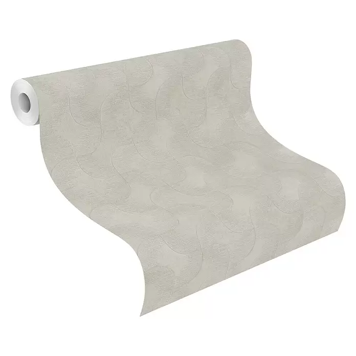 Rasch Sky Lounge Vliestapete Graphik - Platingrau, Grafisch, 10,05 x 0,53 m - Rolle hellgraue Tapete mit subtilem welligem Muster.