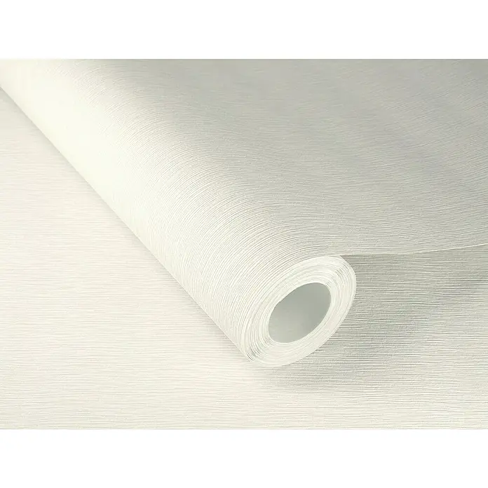 Rasch Color your life Vliestapete Längsuni - Cremeweiß, Uni, 10,05 x 0,53 m - Nahaufnahme einer Rolle strukturierten, cremefarbenen Tapeten, die eine subtile, elegante Textur für die Wanddekoration zeigt.