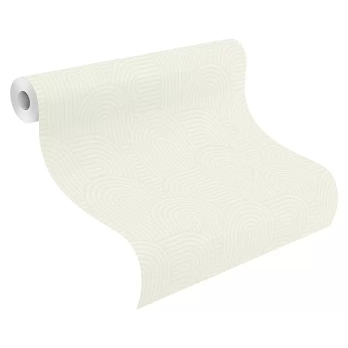Rasch Color your life Vliestapete Retro - Hellbeige, Grafisch, 10,05 x 0,53 m - Rolle beiger Tapete mit dezentem geometrischem Bogenmuster.