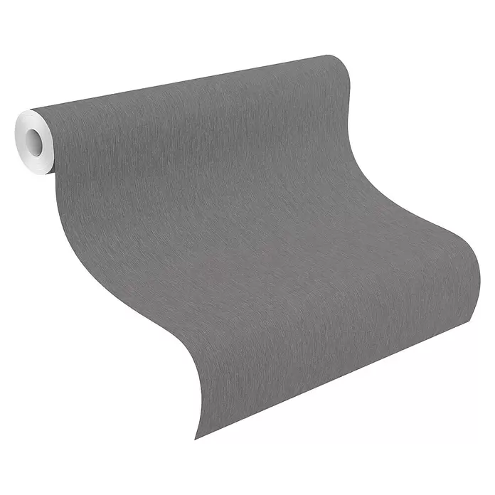 Rasch Sky Lounge Vliestapete Metallic-Uni - Graphit, Uni, 10,05 x 0,53 m - Rolle grauer strukturierter Tapete.